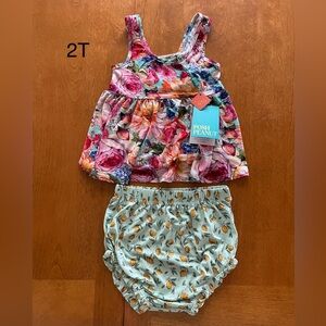 NWT Posh Peanut Shirley sleeveless peplum bummie set